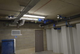 Ventilation installed in the basement at Lombard Wharf, Battersea, London installed by the Mechanical team at Logistical Building Services (Electrical).