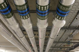 Piping installed by Logistical Building Services (Electrical) in the car park basement at Viewpoint, Battersea, London.